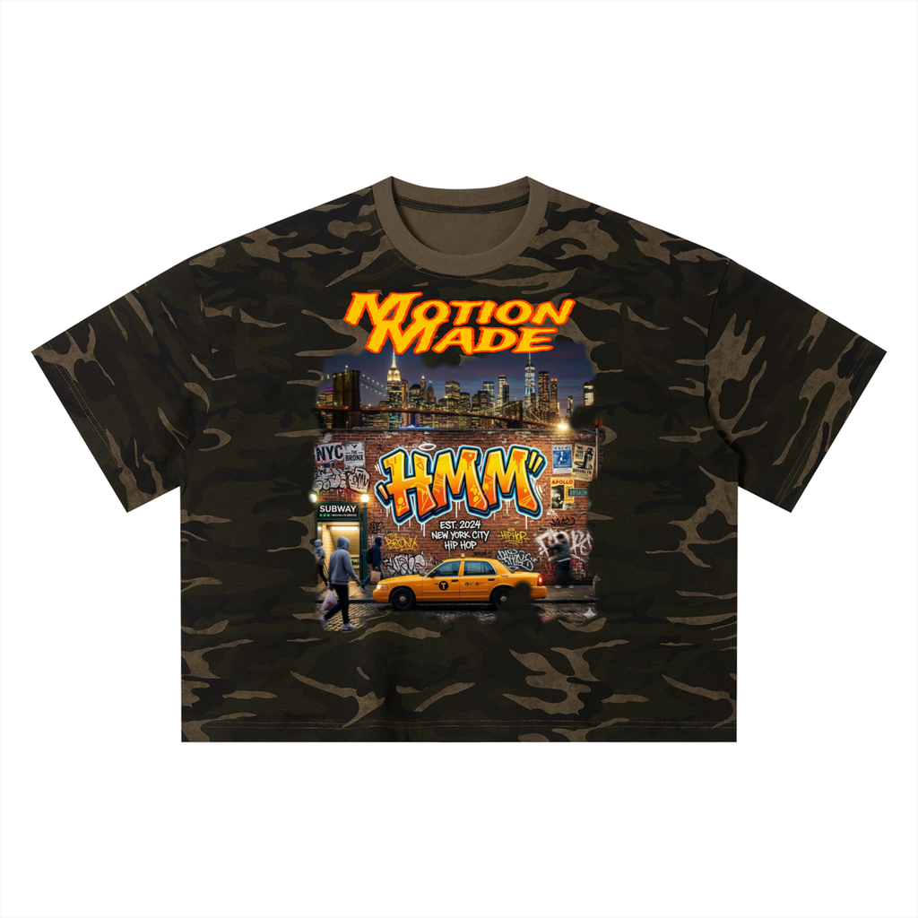 “NYC Motion” Unisex Camo Boxy T-Shirt