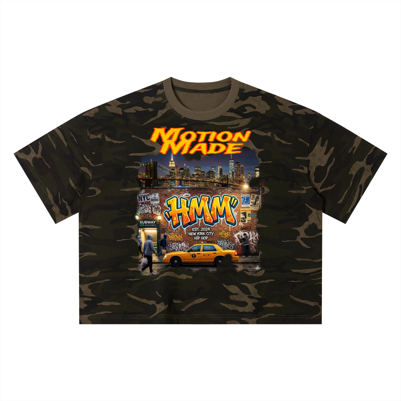 “NYC Motion” Unisex Camo Boxy T-Shirt