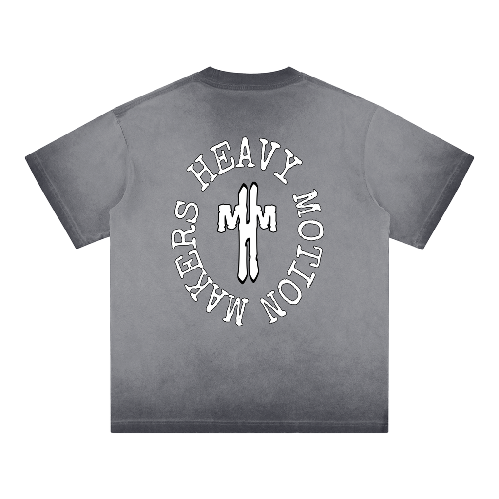 “Motion elements” Reverse Dyed Loose Cotton T-Shirt